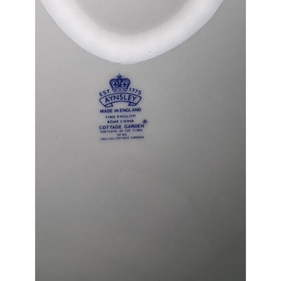 Aynsley Cottage Garden Butterfly Serving Cake Plate Rope Edge 10.5” Bone China - Picture 4 of 7